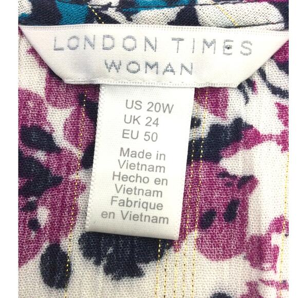 London Times Woman Peasant Balloon Sleeve Garden Floral Maxi Dress Size 20W - Picture 6 of 11